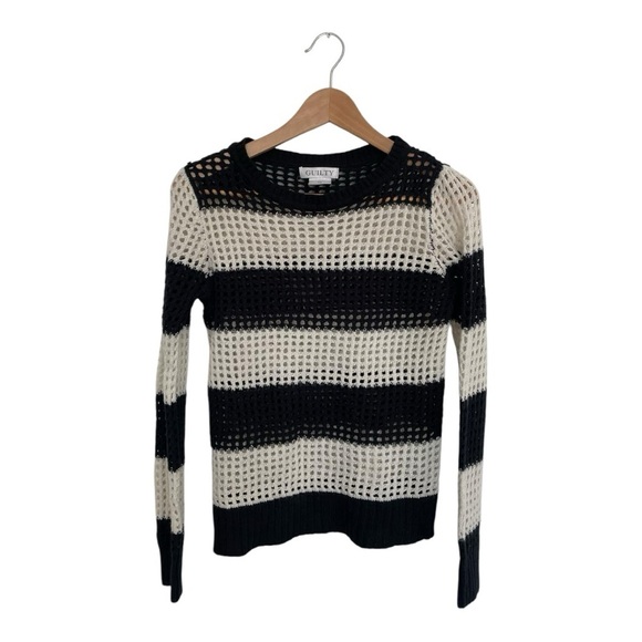 Guilty Black and Cream Striped Knit Sweater size small - Picture 1 of 4